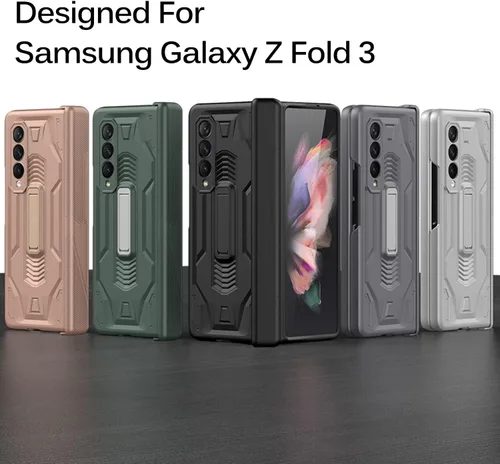 Vista 7 de Miimall Funda compatible con Samsung Galaxy Z Fold 3 con protección de bisagra, protector de pantalla de vidrio templado y función atril todo