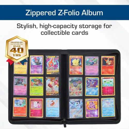 Vista 2 de BCW Z-Folio - Álbum LX de 9 bolsillos - Negro Organizador de tarjetas con cremallera segura Carpeta de colección de tarjetas de cuero sintético