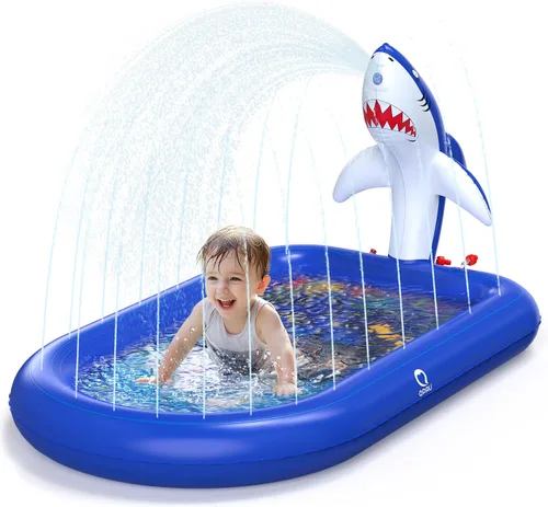 Vista 10 de QPAU Almohadillas de salpicaduras para niños pequeños de 1 a 3 años, tapete de juguete de elefante azul para niños, tapete de juego al aire libre