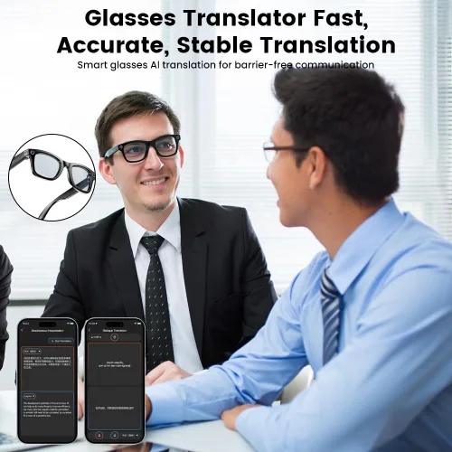 Vista 9 de AI Gafas Inteligentes, Gafas con Cámara Anti-Sacudida de 800W con Grabación de Video y Micrófono Dual, Interpretación Simultánea/Identificación