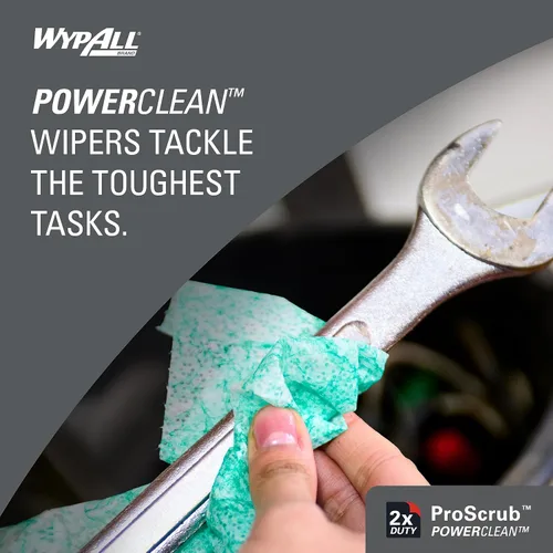 Vista 5 de WypAll PowerClean ProScrub Toallas Húmedas de Trabajo Pesado (91371), Limpieza de Doble Acción, Toallitas Grandes de 9.5" x 12" Pulgadas, Cubo