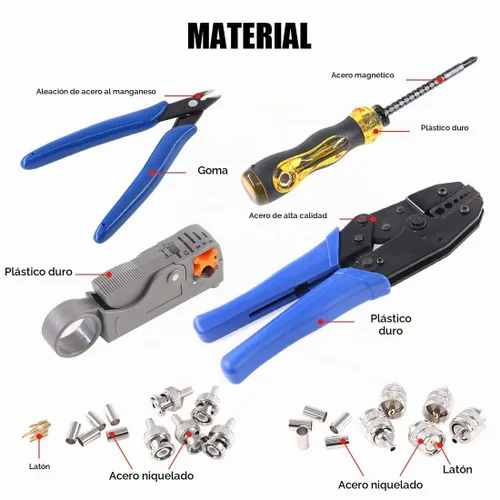 Vista 3 de Glarks - Juego de herramientas para cables coaxiales, herramienta de crimpado de conectores RF coaxiales + pelacables coaxiales + conectores machos