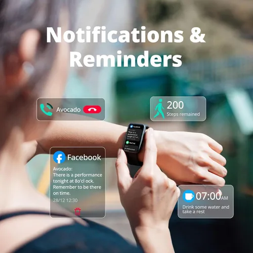 Vista 6 de Reloj inteligente de seguimiento de actividad física para hombres y mujeres, HD de 1.47 pulgadas con Bluetooth, monitor de frecuencia cardíaca 24/7