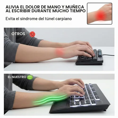 Vista 3 de Teclado retroiluminado de impresión grande, USB con cable