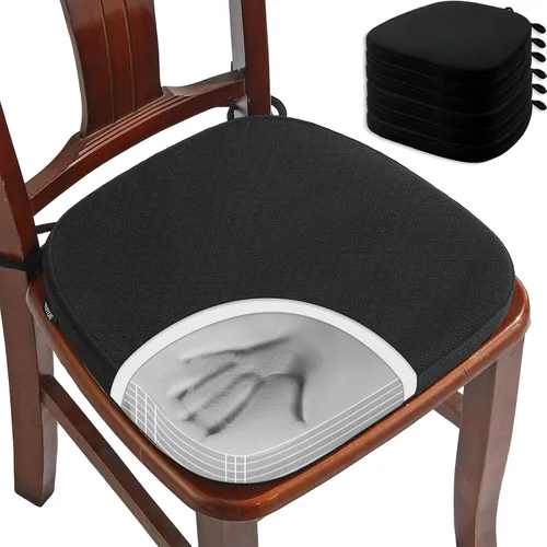 Vista 8 de BUYUE Cojín de Lujo de Espuma Viscoelástica 100% Pura para Silla 1 Paquete, Jacquard 16" Forma de U Cómodo Cojín para Silla de Comedor, Cojín