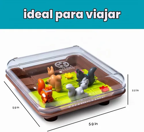 Vista 5 de SmartGames Squirrels Go Nuts Sliding Logic - Juego de rompecabezas de viaje con 60 desafíos para niños a partir de 6 años