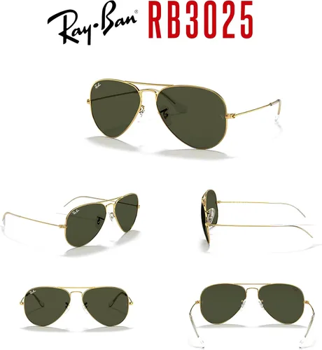 Vista 117 de Ray-Ban RB3025 - Lentes de sol de aviador de metal para hombre y mujer + paquete con kit de cuidado de gafas iWear de diseñador