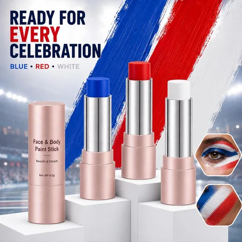 Vista 3 de Body Face Paint Sticks 3Pcs Blue Red White Face Paint Sticks Eye Black Set