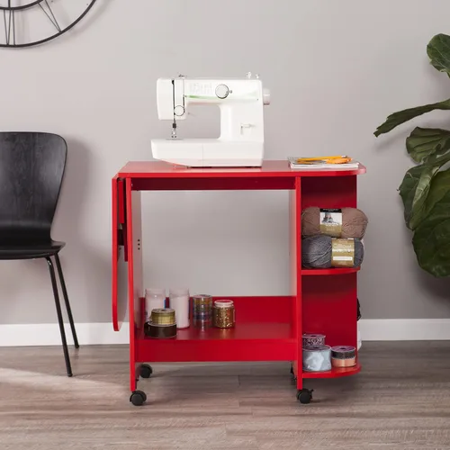 Vista 6 de SEI FURNITURE Southern Enterprises - Mesa extensible para manualidades, color rojo