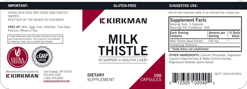 Vista 2 de Kirkman Cardo mariano 100 mg - Hipoalergénico 100 Cápsulas Vegetarianas