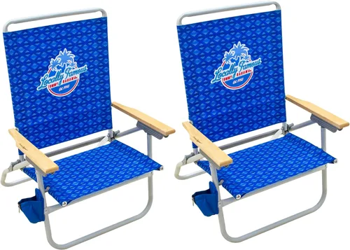 Vista 11 de Tommy Bahama 4-Position Easy in-Easy Out Folding Beach Chair 1 paquete azul.