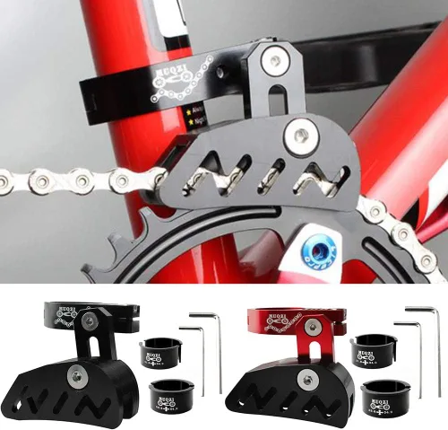 Vista 6 de Guía de cadena de bicicleta MTB Protector de bicicleta de carretera Bicicleta de montaña Tensor de cadena con diseño hueco para piñón de un solo