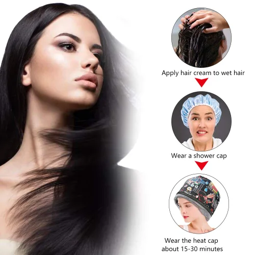 Vista 3 de Gorro térmico para acondicionamiento profundo, 3 engranajes, color negro, diseño de moda, ajustable, con protección contra sobretemperatura para uso