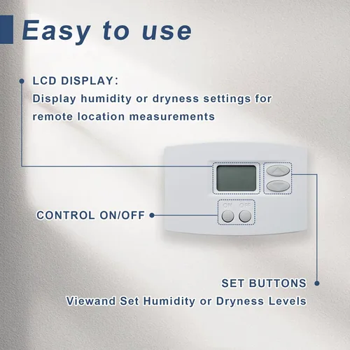 Vista 3 de 76 Control digital de deshumidificador de montaje en pared, compatible con deshumidificadores AprilAire 1700/1800/E-Series para todo el hogar
