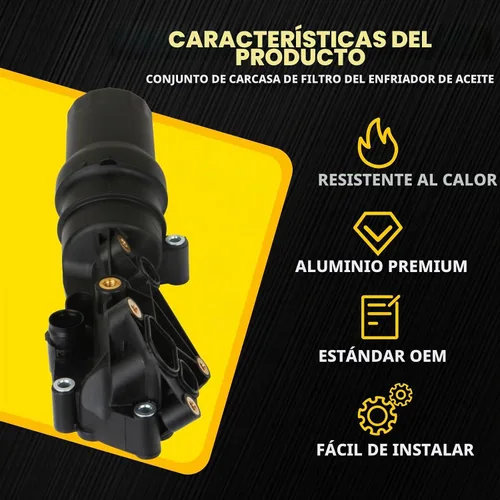 Vista 7 de Kit de adaptador de carcasa de filtro de aceite de motor con adaptador de sensor de junta de filtro de aceite compatible con Audi TTRS Mk2 VW New