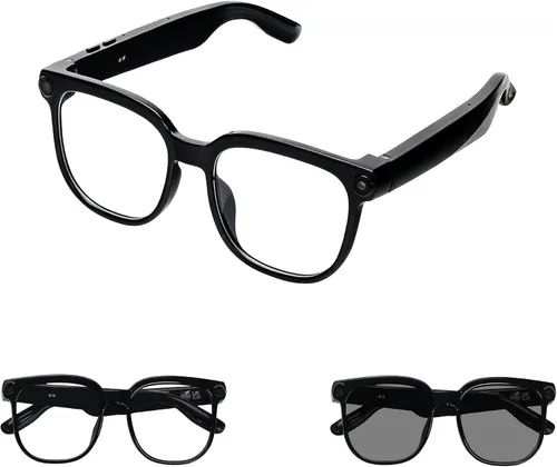 Vista 9 de Lentes Bluetooth inteligentes AI con altavoces de oído abierto y asistente de voz, traducción en tiempo real, lentes de luz anti-azul para negocios