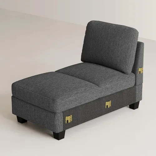 Vista 29 de Belffin Sofá cama seccional de pana de felpa con asiento ancho y profundo, modulares de nube seccionales para sala de estar. Sofá negro