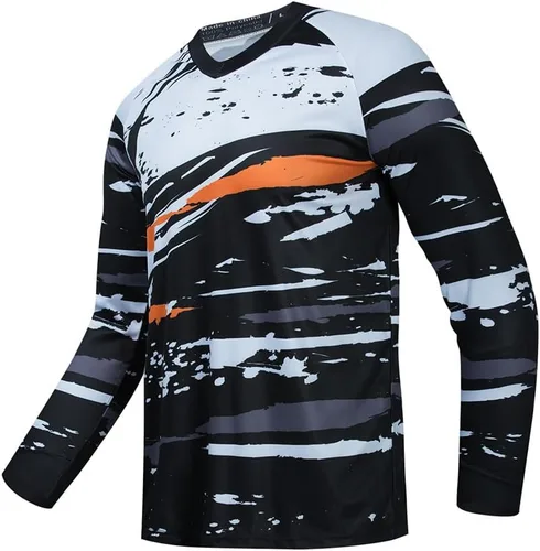 Vista 27 de Hotlion Camiseta de ciclismo para hombre, manga larga, MTB Motocross, ropa de carreras todoterreno