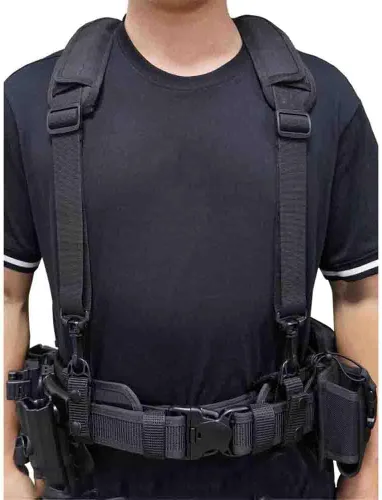 Vista 2 de Dr.TOUGH Suspensión de policía para cinturón de servicio Tirantes tácticos para aplicación de la ley con hombro acolchado ajustable Negro
