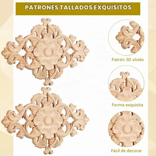 Vista 6 de Sanwuta 20 apliques tallados en madera para decoración de puertas