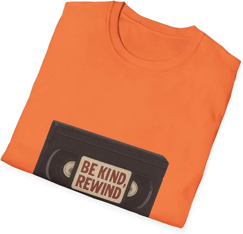Vista 4 de Be Kind Rewind VHS Tape T-Shirt Retro 80s 90s Nostalgia Heather Orange
