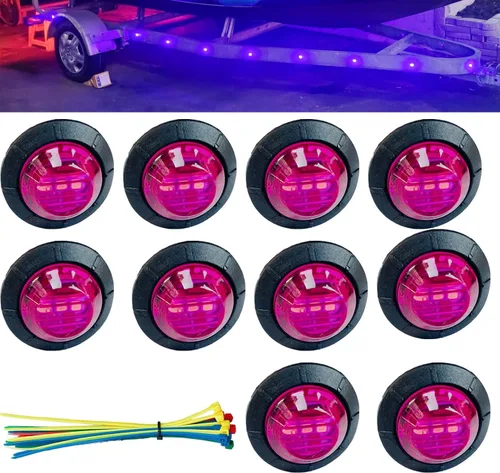 Vista 13 de Paquete de 10 luces LED de 3/4 pulgadas, color ámbar, con 3 LED, para remolque, camiones, autobuses, vehículos marinos, vehículos recreativos