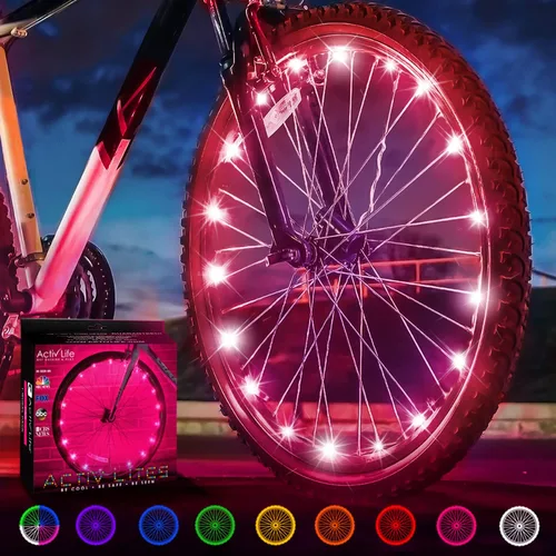 Vista 15 de Activ Life Luces LED para rueda de bicicleta con pilas incluidas. Obtén 100% más brillantes y visibles desde todos los ángulos para la máxima