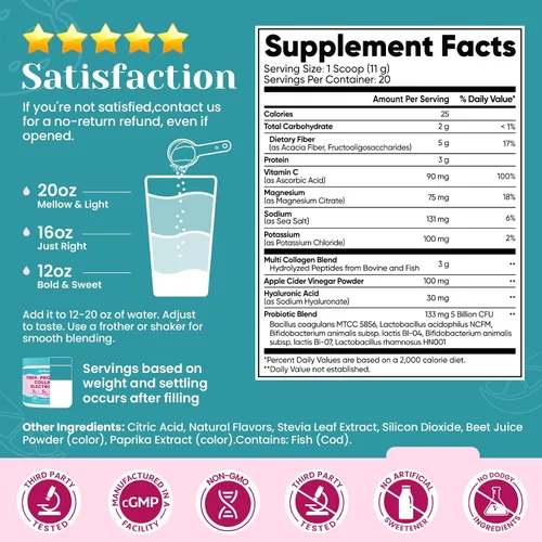 Vista 9 de Polvo de fibra prebiótica diaria 6 en 1 para la salud intestinal y digestiva, apto para GLP-1, suplemento de fibra sin azúcar en polvo