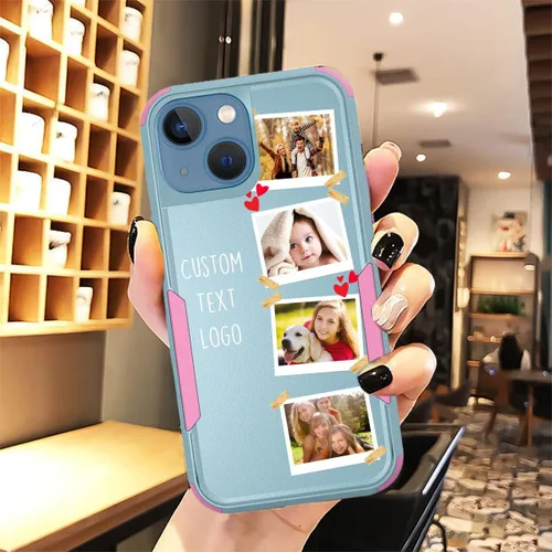 Vista 6 de Funda personalizada para iPhone 13 Mini, múltiples imágenes/fotos, 3 capas de protección resistente, a prueba de golpes, a prueba de polvo