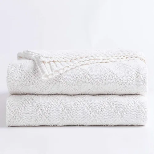 Vista 16 de Manta de Punto de Algodón Marrón Oscuro para Sofá Cama - Decorativa para el Hogar Suave y Acogedora Tejido de Suéter Otoñal de Punto Trenzado - 2.2