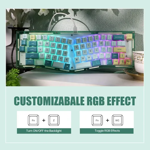 Vista 5 de EPOMAKER Alice QMKVIA - Kit de teclado mecánico con cable acrílico intercambiable en caliente con increíbles retroiluminación RGB, compatible