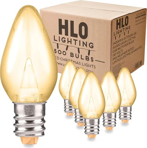 Vista 19 de Enchufe de iluminación navideña LED liso C7 verde azulado bombillas de repuesto para enchufes E12, grado comercial de bajo consumo, 2 bombillas