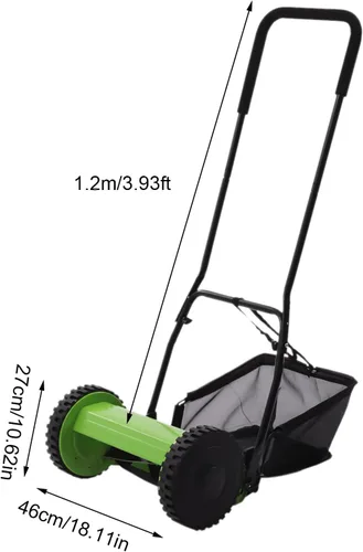 Vista 4 de Futchoy Cortacésped manual de 12 pulgadas con bolsa de colección de 23 litros, 5 cuchillas