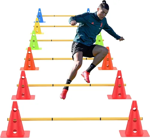 Vista 8 de Conos de entrenamiento de fútbol, conos de fútbol de agilidad, para interiores y exteriores y eventos festivos, conos de agilidad con 5 bastones