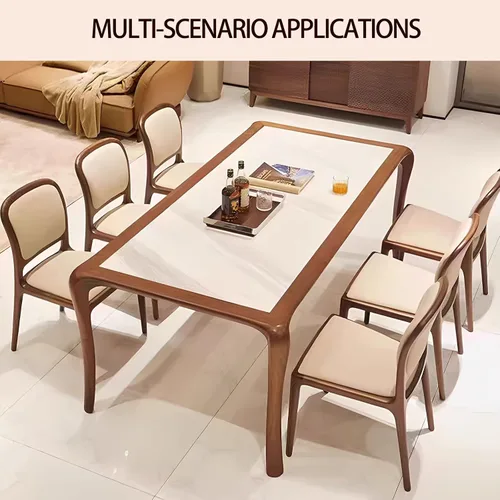 Vista 7 de Sillas de comedor de madera sin brazos, sillas de cocina de comedor, silla de escritorio de cocina de nogal con soporte trasero, silla de Negro