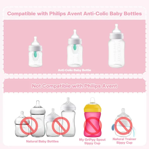 Vista 3 de Boquillas para biberones Philips Avent anticólicos para bebés, pezones de silicona suave de grado alimenticio, [flujo variable]