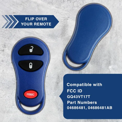 Vista 5 de KeylessOption - Llavero de auto con control remoto para entrada sin llave, repuesto para 04686481, Azul