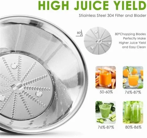 Vista 7 de Máquina exprimidora, exprimidor centrífugo, extractor centrífugo de 2 velocidades, extractor para frutas y verduras, sin BPA, fácil de limpiar, 400