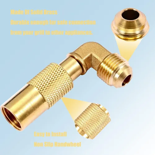 Vista 5 de GasSaf Manguera de propano de conexión rápida RV de 12 pies, manguera de extensión de conexión rápida de 1/4 pulgadas con adaptador de codo