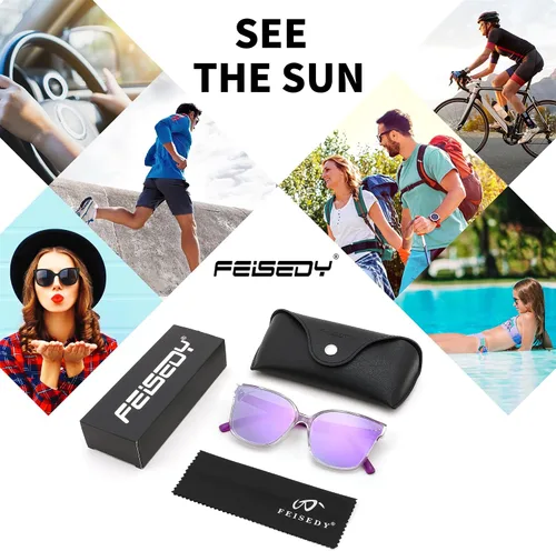 Vista 7 de FEISEDY - Anteojos de sol de estilo retro, cuadrados polarizados, para mujeres y hombres, aspecto vintage, de gran tamaño, B2600