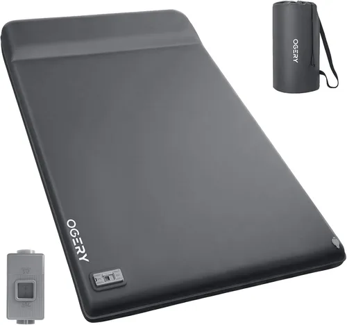 Vista 10 de OGERY Almohadilla de dormir autoinflable con bomba eléctrica, almohadilla de espuma viscoelástica ultra gruesa de 3.15 pulgadas, almohadilla