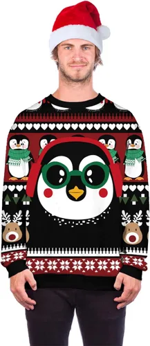 Vista 3 de ALBIZIA sudadera unisex con cuello redondo y estampado de animales, suéter feo de Navidad
