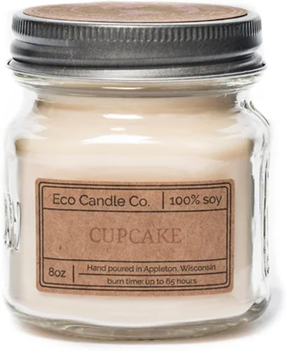 Vista 80 de ECO CANDLE CO. Vela reciclada, té negro y miel, 6 oz. - Aromas de té picante, nuez moscada, miel y naranja - 100% cera de soja, sin plomo, etiqueta