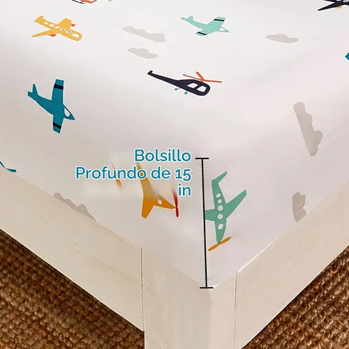 Vista 4 de JSD - Juego de sábanas de 3 piezas para niños, tamaño individual Soft Printed Microfiber Sheet and Pillowcase Set, OEKO-TEX Certified, 16 inch Deep