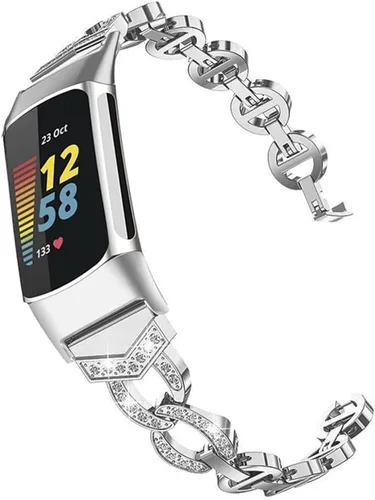 Vista 6 de AISPORTS Compatible con Fitbit Charge 6/Charge 5 Band para mujer, pulsera deportiva de metal para Fitbit Charge 6/Charge 5 Negro