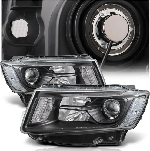 Vista 9 de M-AUTO Conjunto de faros delanteros de proyector con bombillas halógenas compatible con Jeep Grand Cherokee 14-16 Pre Facelift, faros estilo OE