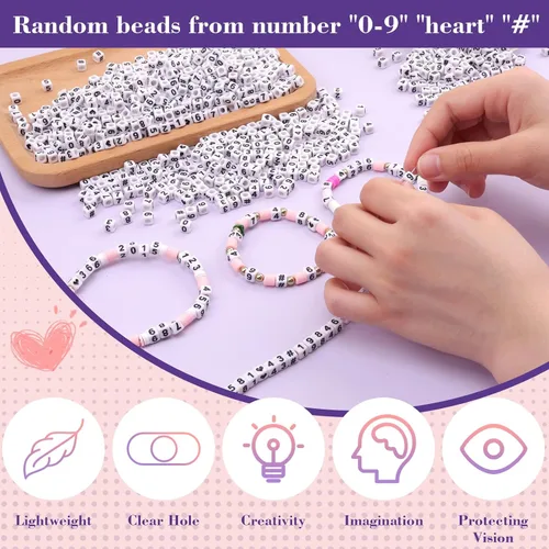 Vista 3 de Gresorth 800 cuentas acrílicas de cubo blanco para manualidades, pulseras, collares, llaveros de 0.236 x 0.236 pulgadas