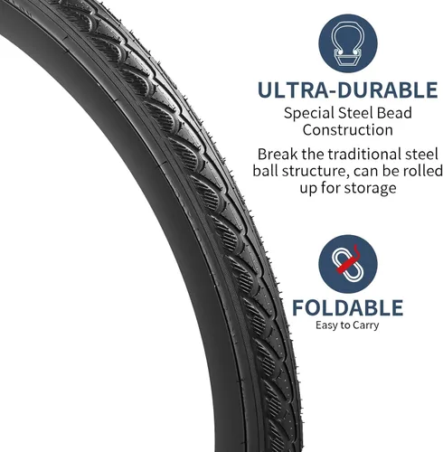 Vista 4 de YUNSCM 700C Bike Tires 700x38C 40-622 Tires Fit for Road, Street, Hybrid Bike 700x38C 700x40C Bicycle Tires 2 PCS (Y-1074)