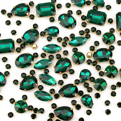 Vista 7 de Diamantes de imitación AB para coser, Choupee 130 piezas de diamantes de imitación para coser con respaldo de metal, engaste de dientes, garra