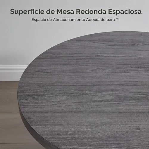 Vista 4 de SICOTAS Mesa de centro redonda para sala de estar, mesa de centro acanalada moderna de mediados de siglo con almacenamiento, mesa de comedor de té